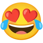 face with tears of joy + smiling face with heart-eyes