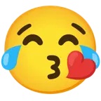 face with tears of joy + face blowing a kiss