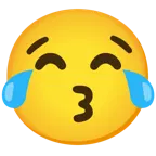 face with tears of joy + kissing face with smiling eyes