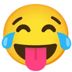 face with tears of joy + winking face with tongue