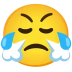 face with tears of joy + face with steam from nose