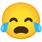 face with tears of joy + frowning face with open mouth