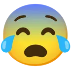 face with tears of joy + fearful face