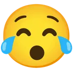 face with tears of joy + hushed face