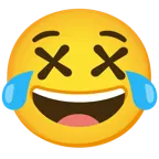 face with tears of joy + face with crossed-out eyes