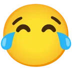 face with tears of joy + face without mouth