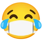 face with tears of joy + face with medical mask