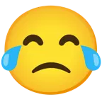 face with tears of joy + slightly frowning face
