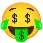 face with tears of joy + money-mouth face