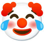 face with tears of joy + clown face