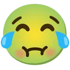 face with tears of joy + nauseated face