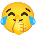 face with tears of joy + shushing face