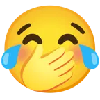 face with tears of joy + face with hand over mouth