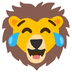 face with tears of joy + lion