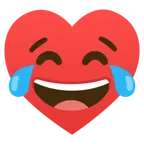 face with tears of joy + heart suit