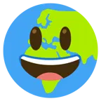grinning face with big eyes + globe showing Europe-Africa