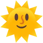 grinning face with big eyes + sun with face