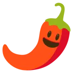 grinning face with big eyes + hot pepper