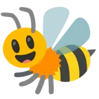 grinning face with big eyes + honeybee