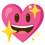 grinning face with big eyes + sparkling heart
