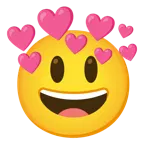 grinning face with big eyes + heart with arrow
