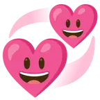 grinning face with big eyes + revolving hearts