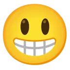 visage souriant avec de grands yeux + visage souriant aux yeux rieurs