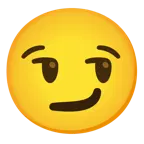 visage souriant avec de grands yeux + visage avec un sourire malin