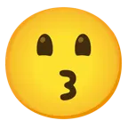 visage souriant avec de grands yeux + visage aux yeux rieurs faisant un bisou