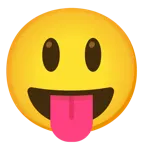 visage souriant avec de grands yeux + visage qui tire la langue