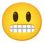 visage souriant avec de grands yeux + visage grimaçant