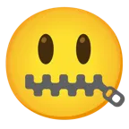 visage souriant avec de grands yeux + visage avec bouche fermeture éclair