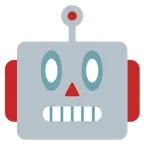 grinning face with big eyes + robot