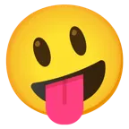 visage souriant avec de grands yeux + tête de fou