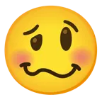 visage souriant avec de grands yeux + visage éméché