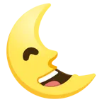 grinning face with smiling eyes + last quarter moon face