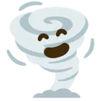 grinning face with smiling eyes + tornado