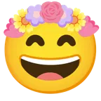 grinning face with smiling eyes + tulip