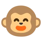 grinning face with smiling eyes + monkey face