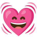 grinning face with smiling eyes + beating heart