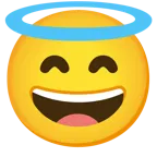 grinning face with smiling eyes + smiling face with halo