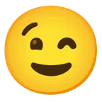 grinning face with smiling eyes + winking face
