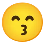 grinning face with smiling eyes + kissing face with smiling eyes