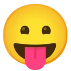 grinning face with smiling eyes + face with tongue