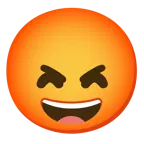 grinning face with smiling eyes + enraged face