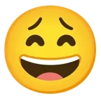 grinning face with smiling eyes + weary face