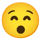 grinning face with smiling eyes + hushed face