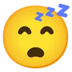 grinning face with smiling eyes + sleeping face