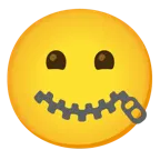 grinning face with smiling eyes + zipper-mouth face