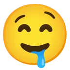 grinning face with smiling eyes + drooling face